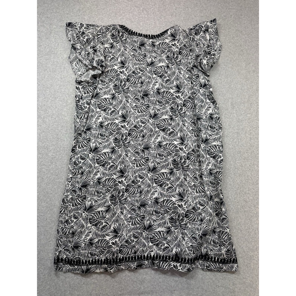 Vineyard Vines Dress Womens Large Gray Palm Leaves Linen Coastal Beach Boho - Picture 6 of 8